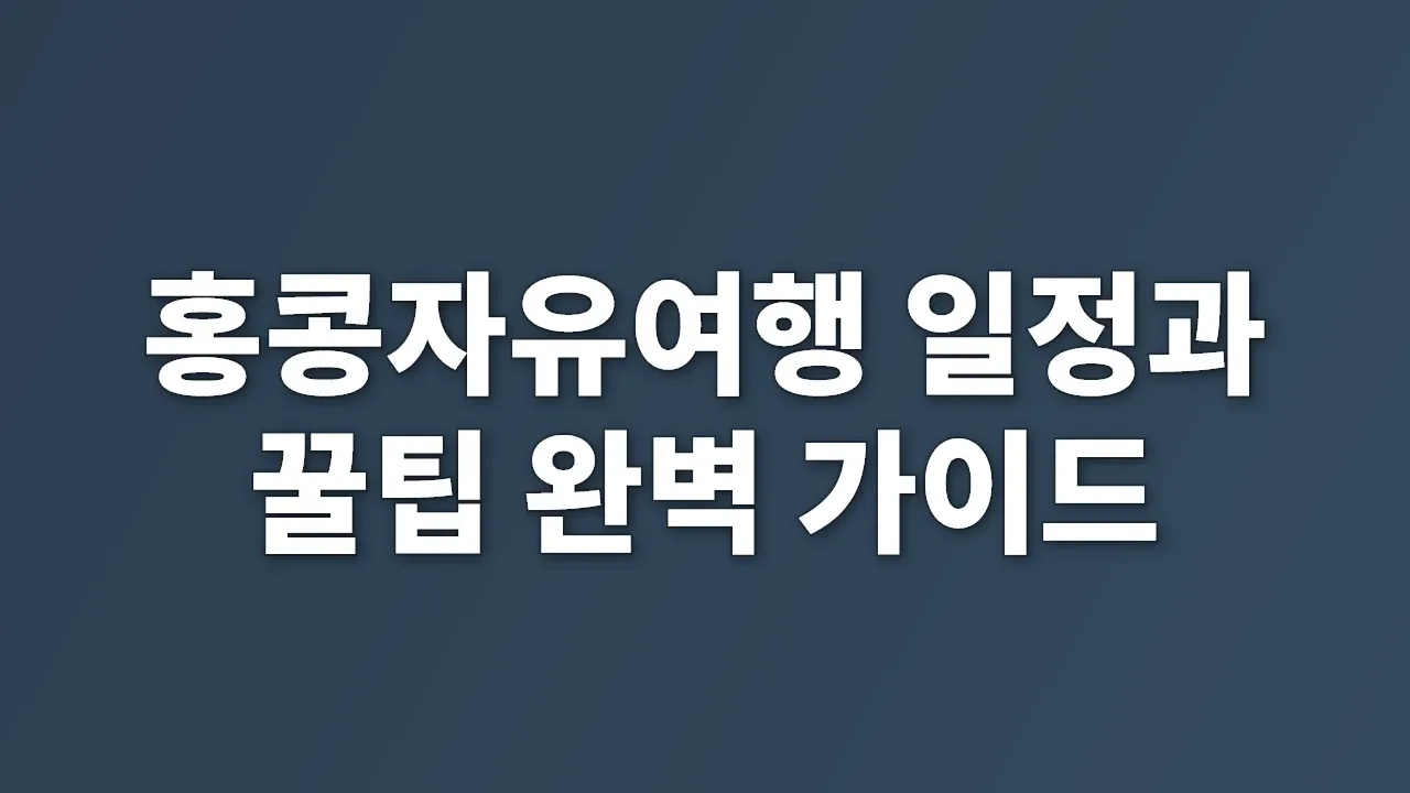 홍콩자유여행 일정과 꿀팁 완벽 가이드